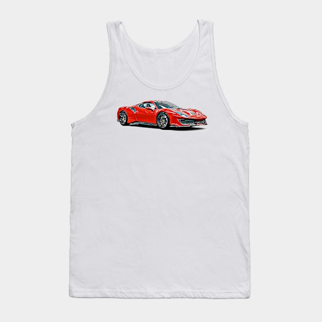 488 GTB Cartoon Tank Top by Auto-Prints